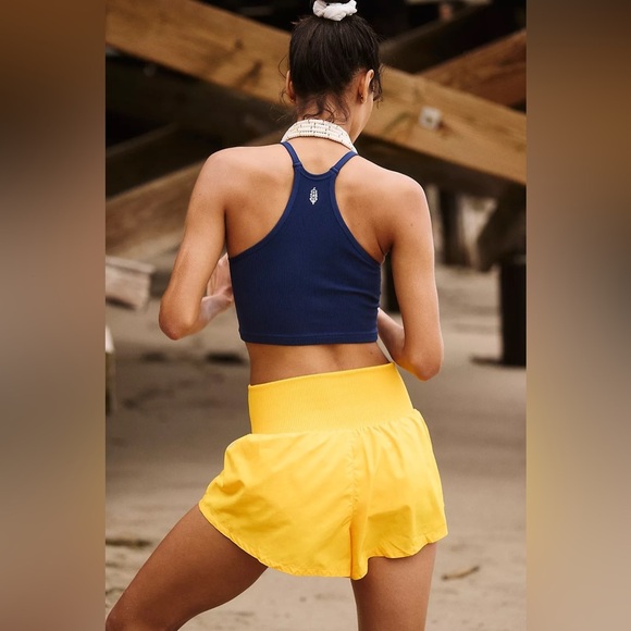 Free People Movement Carpe Diem Shorts in Yellow. - Picture 2 of 6